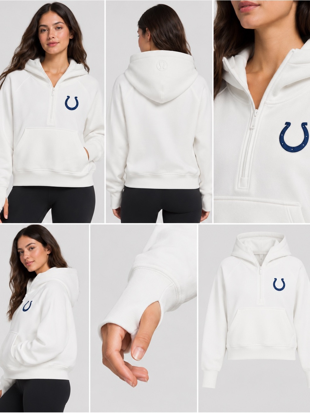 Lululemon x Indianapolis Colts Scuba Oversized Half-Zip Hoodie White M/L NWT 🤍💙